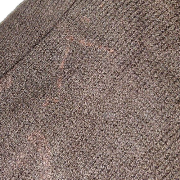 Retro Vintage 1940s-1950s Chocolate Brown V-Neck Long Sleeve Knit Sweater - Picture 15 of 16